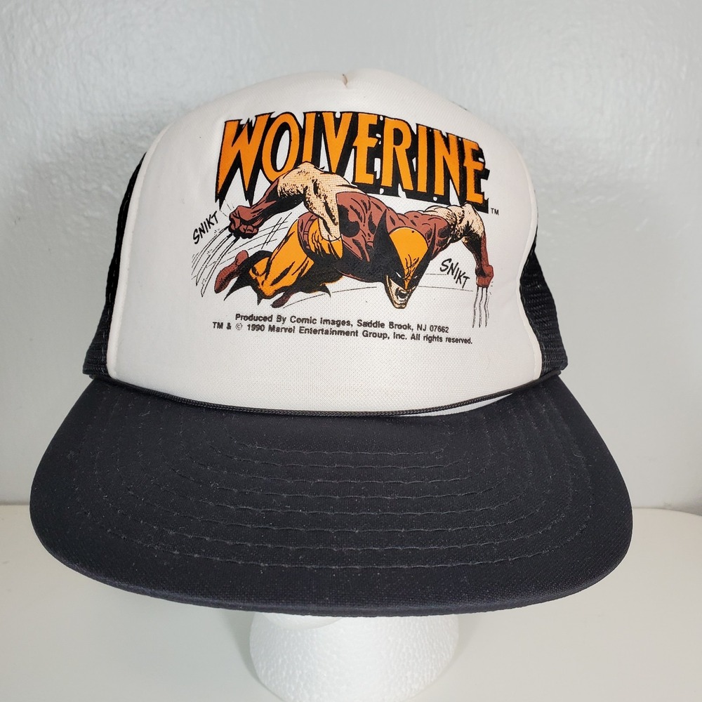 Vintage Marvel Comics Wolverine Black Speedway Snap Back Mesh Truckers Cap 1990